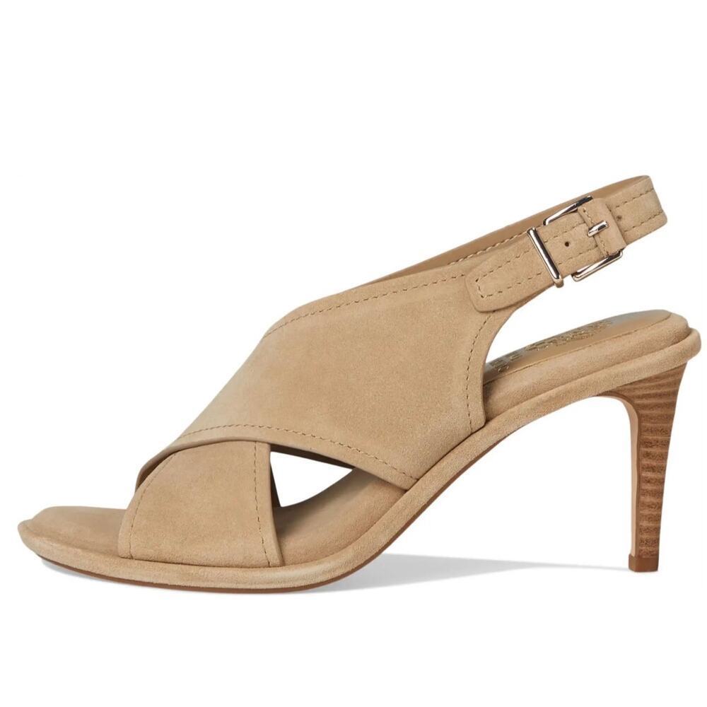 Vince Camuto Famla Cross-band High Heel Sandals Size 5.5M color: tortilla